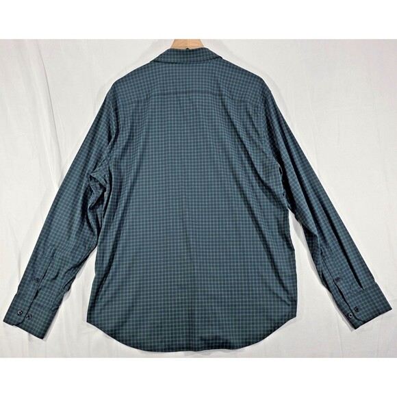 Bonobos Mens Tech Shirt Long Sleeve Button Up Slim Fit Performance Green Navy XL - Picture 2 of 12